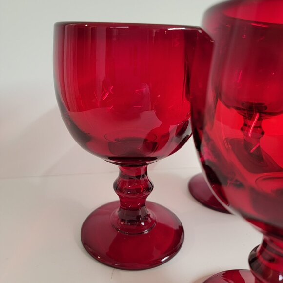 Vintage Hoffman House Ruby Red 6" Wine Water Goblets Imperial Glass 1966 Set 4 - Picture 2 of 8